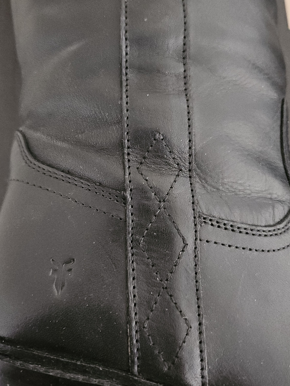 FRYE Kate Pull On Black Leather Knee High Riding Boots Wide Calf Women’s 7M - Picture 7 of 16